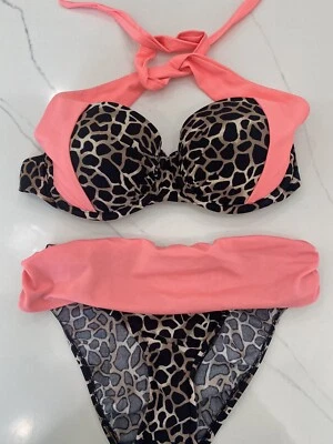Conjunto de bikini con estampado animal VENUS LEOPARD parte superior C e inferior talla 4 usado en excelente estado raro Foto 1 de 4