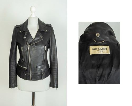 SAINT LAURENT (YSL) Giacca in pelle da moto classica da donna Saint Laurent Paris YSL taglia S M