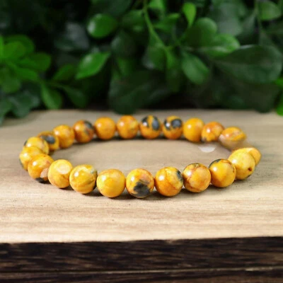 天然大黄蜂碧玉石手链黄石弹力修复手链 — 第 1/4 张图片