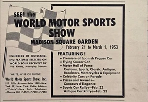 Anuncio impreso vintage 1953 del Salón Mundial de Deportes del Motor Madison Square Garden Pegaso - Imagen 1 de 4