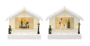 LED HOUSE LUZ EFECTO BRILLO GLOBO DE NIEVE NAVIDAD SANTA ESCENA MUÑECO DE NIEVE - Imagen 1 de 9