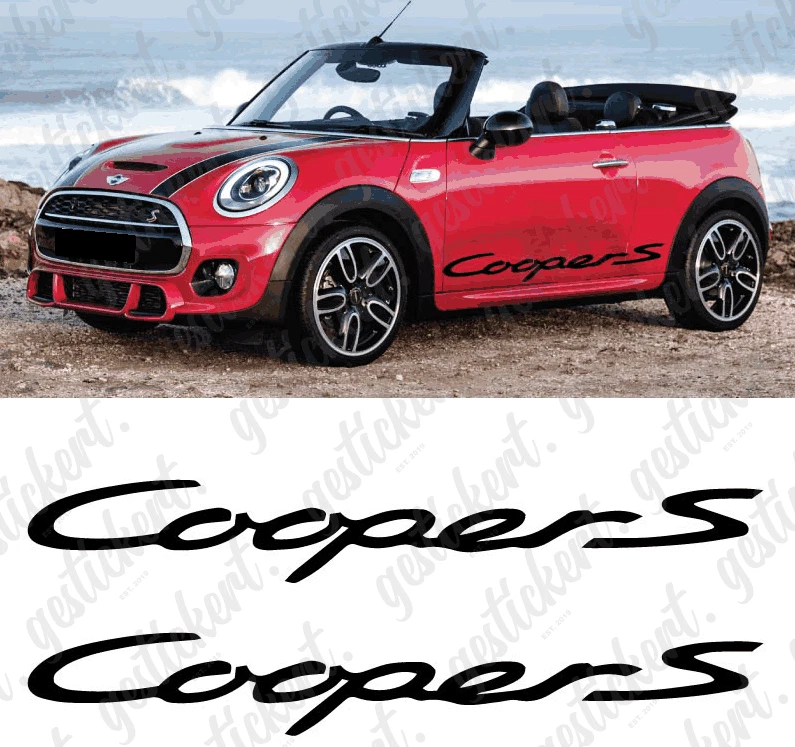 2x Scritta per Mini Cooper S Lato Sticker Decal Tuning Auto Car - Immagine 1 di 1