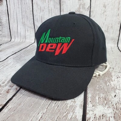 Бейсболка Mountain Dew с ремешком на спине черная вышитая регулируемая - Изображение 1 из 4