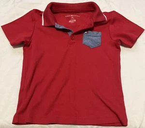 Tommy Hilfiger Boys Size 24m Red Collard Polo Short Sleeve Shirt - Picture 1 of 3