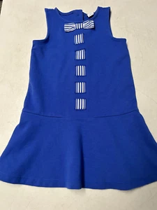 JANIE AND JACK  BEAUTIFUL ROYAL BLUE KNIT BOW SLEEVELESS DRESS GIRLS SZ 4 LN - Picture 1 of 3