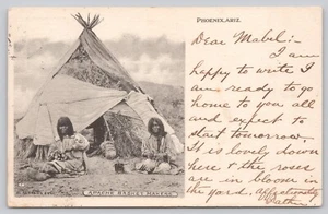 Postcard Native American Apache Women Making Baskets Phoenix Arizona c1904 - Picture 1 of 2