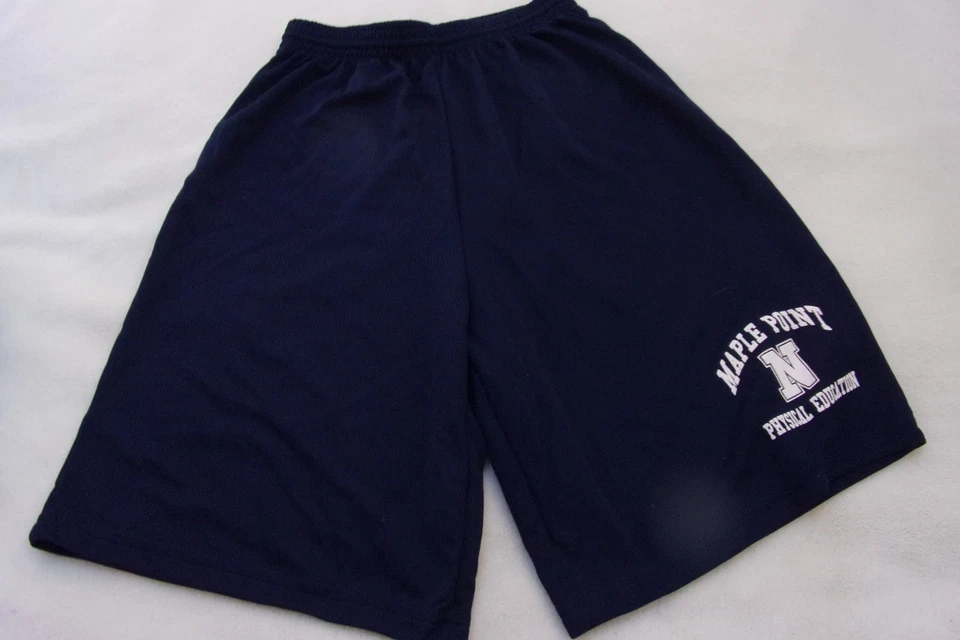 Pantalones Cortos de Malla Azul Marino Para Niños Maple Point PE Logo Gimnasio Pantalones Cortos Foto 1 de 1