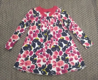 Vestido Floral Niña Colección Tea Coral Oscuro y Azul Marino Talla 5 Usado en Excelente Condición Foto 1 de 4