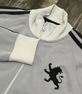 Jaqueta Express Masculina XL Vintage Activewear Big Lion Zíper Completo Cinza/Branco - Imagem 1 de 4