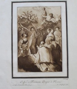 1780 Radierung Aquatinta nach FRANCIABIGIO von MARIA CATHARINA PRESTEL groß - Bild 1 von 4