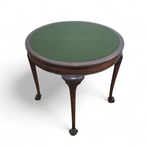 Antique vintage mahogany D shaped turn over top console table - games table - Picture 1 of 21