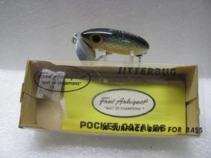 New in Box Fred Arbogast 3/8 oz. Jitterbug in Perch with Catalog - Picture 1 of 5