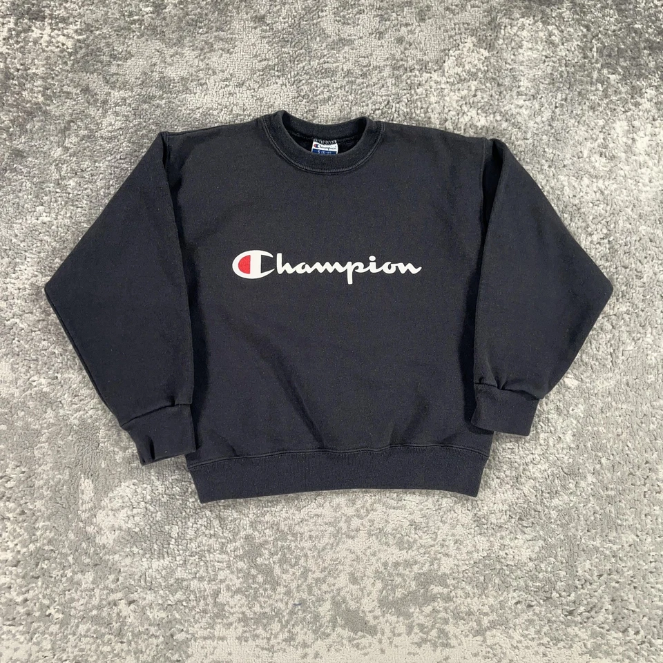 Sudadera De Colección Champion Niños Pequeña Gris Cuello Redondo Deletrear Logo Pullover Polar Foto 1 de 4