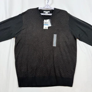Geoffrey Beene Herren V-Neck Pullover XL schwarz Fischgrät Strickpullover extra weich - Bild 1 von 9