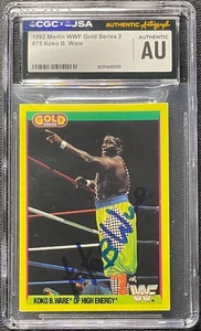 KOKO B. WARE SIGNED 1992 MERLIN WWF GOLD #75 CGC JSA - Picture 1 of 2
