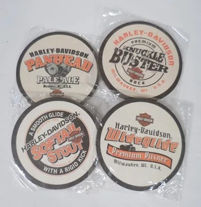 Harley-Davidson Sealed Round 4" Beer Coasters, Lot of 8, 4 Different Brews - Picture 1 of 7