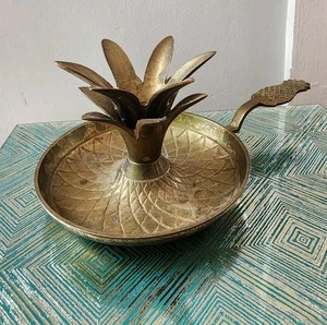 Vintage Kerzenständer Ananas massiv Messing mit Ananas Griff - Bild 1 von 3