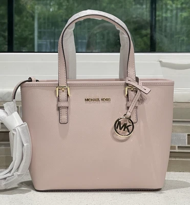 MICHAEL KORS JET SET TRAVEL XS ZIP CROSSBODY TOTE BAG SHOULDER BLUSH PINK GOLD - Image 1 of 4