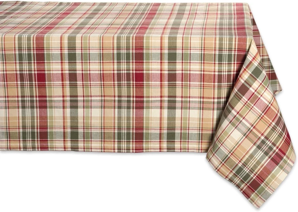 Cabin Plaid Square Tablecloth 100 Cotton W 1/2" Hem 60x104" Seats 8 to 10 60x10