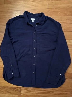 Camisa masculina J.CREW XL azul camurça tecido anos 90 vintage com botões - Imagem 1 de 4