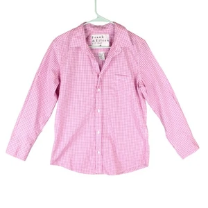 Camisa Frank Eileen Barry A Medida Abotonada Mujer S Rosa Cuadros Italia Usada Algodón - Imagen 1 de 12