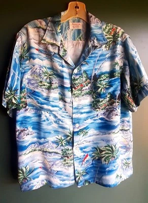 Vtg Penney’s Hawaiian  50s 60s Aloha Shirt Rockabilly Sz M Seashore Ocean Japan - Image 1 of 4