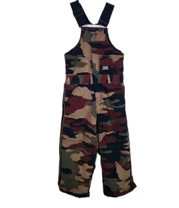 Walls Tough Wear Kids Camo Insulated Bib/Overalls Sz Small 6/7 Zip Snap Legs - Picture 1 of 13