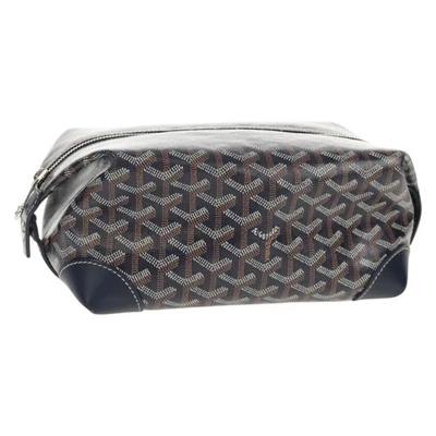 GOYARD Herringbone Bowling 25 Clutch Bag PVC Leather Navy Auth 136620M - Image 1 of 4