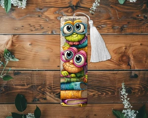 2 Sublimated Aluminum Bookmark/Book Worms/Double Sided/Color Tassel (bk63) - Imagen 1 de 1