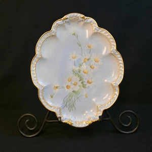 Limoges Haviland & Co Oval Platter 10.5" X 8.5" HP White Daisies Gold 1888-1896 - Picture 1 of 13
