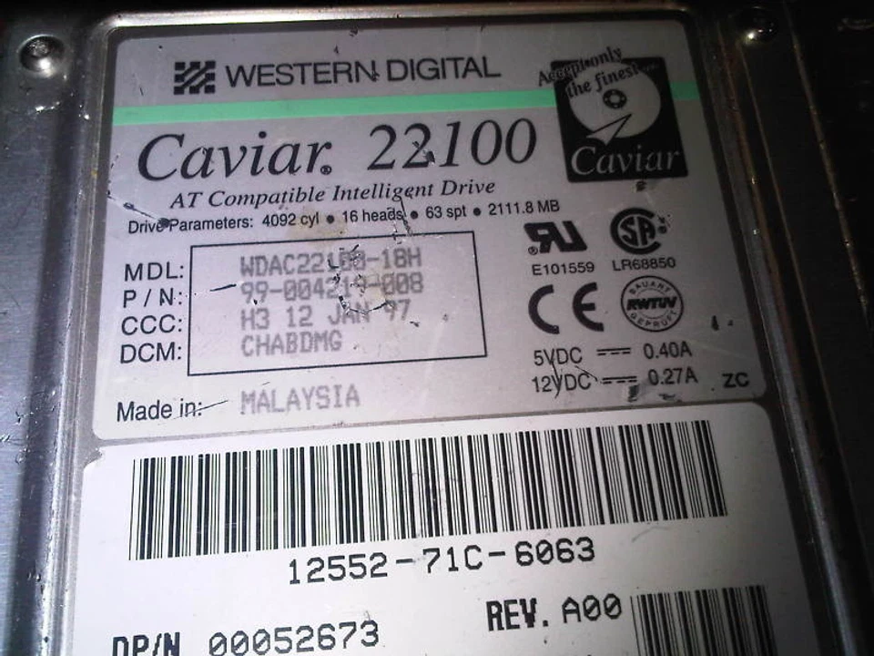 WD 22100 2GB WDAC22100-18H 99-004219-008 CHABDMG HDD - Image 1 of 1
