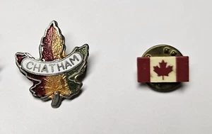 Town of Chatham, Ontario Canada and Canadian Flag Hat Pins ON. - Picture 1 of 1