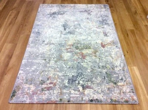 Light Grey Multi Coloured Abstract Antique Design High Quality Durable Area Rugs - Picture 1 of 12