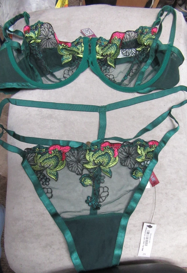 ADORE ME  SHEER   BRA AND THONG SET  - NO PADDING - SZ 38C &  PANTIES 2X-   NWT - Image 1 of 1