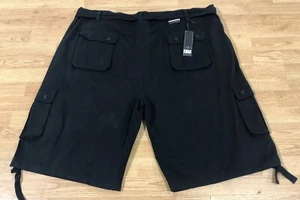 KNOCKOUT JEANS MEN'S CARGO POCKETS BELT SHORT SIZE: 34 BLACK COLOR NEW MSRP $42 - Picture 1 of 6