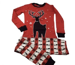 Girls Christmas Reindeer 2 Piece Pajama Set Red Long Sleeve Size 8 - Picture 1 of 8