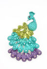 One New Peacock Cocktail Stretch Ring With Rhinestones #r1196