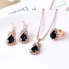 Womens Crystal Jewellery set Gold Necklace Earrings Pendant And Ring Set UK
