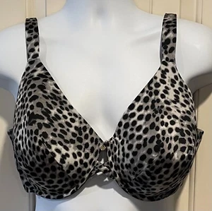 Ambrielle Everyday Full Coverage Black Gray Animal Print Underwire Bra - 42DDD - Picture 1 of 1