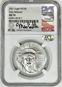2021 American Platinum Eagle 1 oz $100 NGC MS70 Mike Castle Signed Early Release