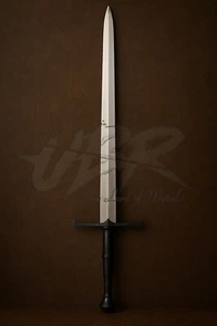 UBR CUSTOM HANDMADE D2 TOOL STEEL EUROPEAN MEDIEVAL SWORD WITH LEATHER SHEATH - Picture 1 of 2
