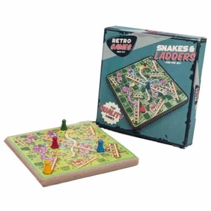 Retro Traditional Snakes & Ladders Game 20 cm x 20 cm Wooden 2 Player Board Game - Picture 1 of 1