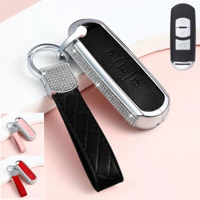 Capa chave de carro liga de zinco couro diamante para Mazda CX-5 CX-3 3 5 CX-9 CX-7 - Imagem 1 de 4