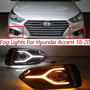 Daytime Running Fog Light DRL For Hyundai Accent 2017-2020 Turn Signal L/R Lamp - Picture 1 of 7