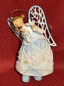Roman Inc Angel Christmas Orn't holding Bird, Stars, Moon, Blue, Pink, White - Picture 1 of 5