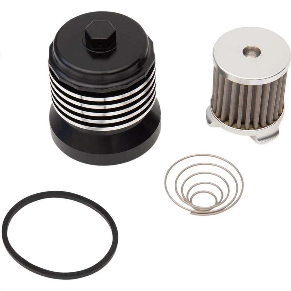 PC Racing - PCS4BC - Flo Spin On Stainless Steel Oil Filter, Black with Polished Fins