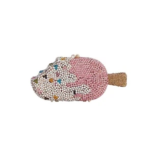Pochette da sera donna a forma di gelato glitter piena di strass borsa ragazza somma... - Foto 1 di 7