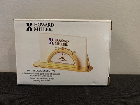 Howard Miller Model No. 645-348 Mod. Style Table Clock (NEW) Brass & Gold Plated Cover