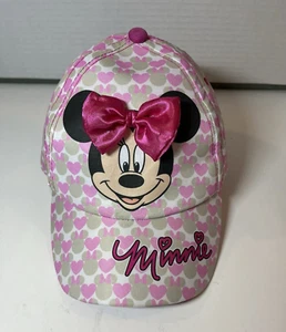 Disney Toddler Girls Minnie Mouse Baseball Cap Hat Pink Hearts Bow Snap Back - Picture 1 of 3