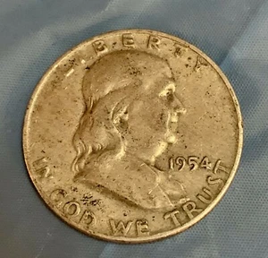 1954-D Franklin Half Dollar - seltener Münzfehler, 90% Silber, Sammlerfund! - Bild 1 von 2